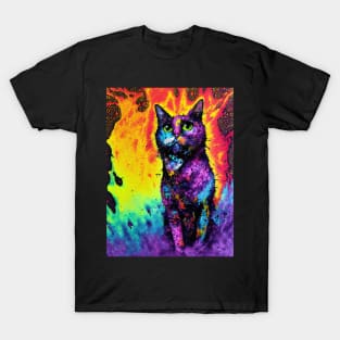 Psychedelic Tie dye Cat T-Shirt